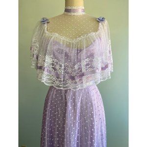 Handmade / Gunne Sax Style / Purple / lilac / lace dress